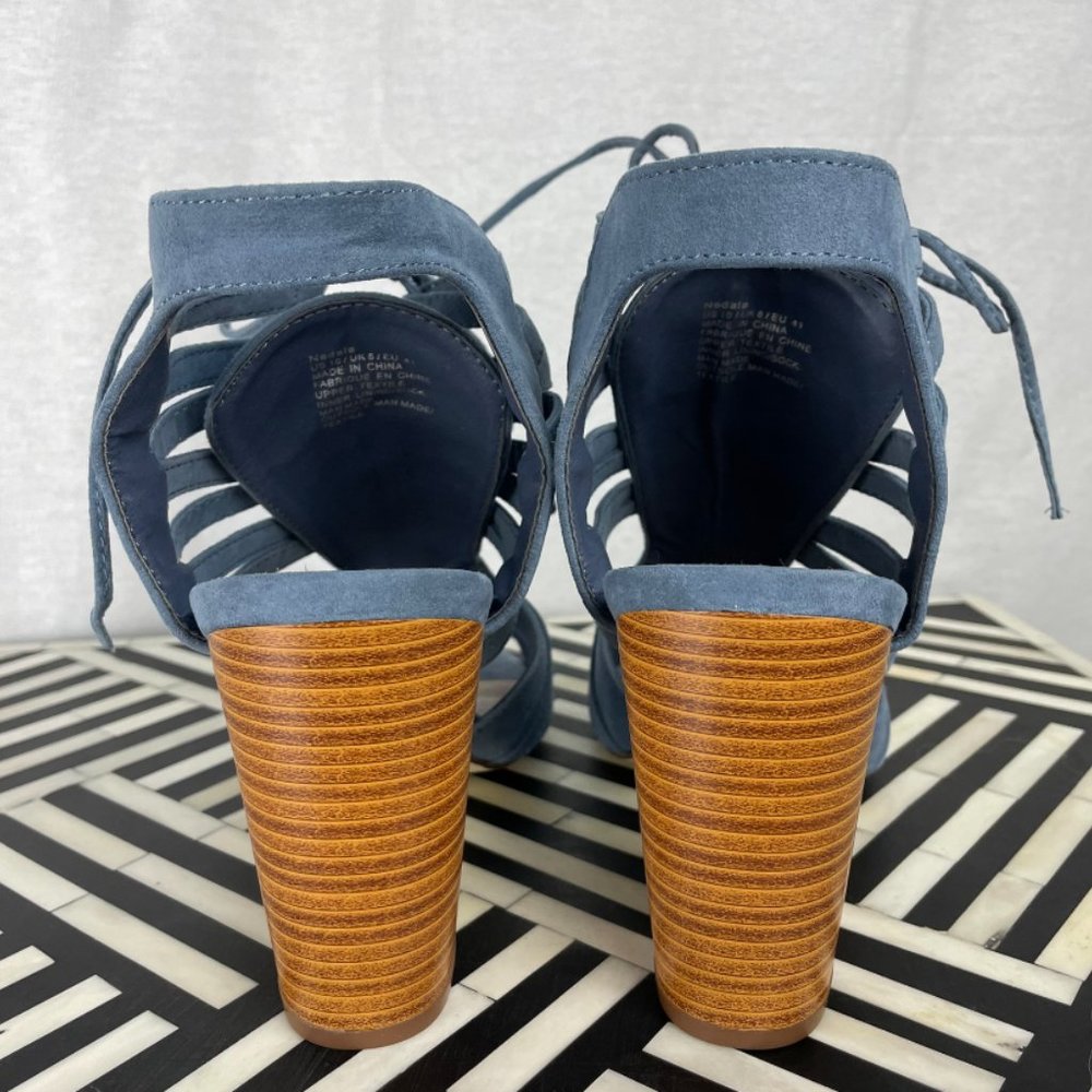 NWT Duty Blue Lace Up Heeled Sandals - Picture 3 of 15